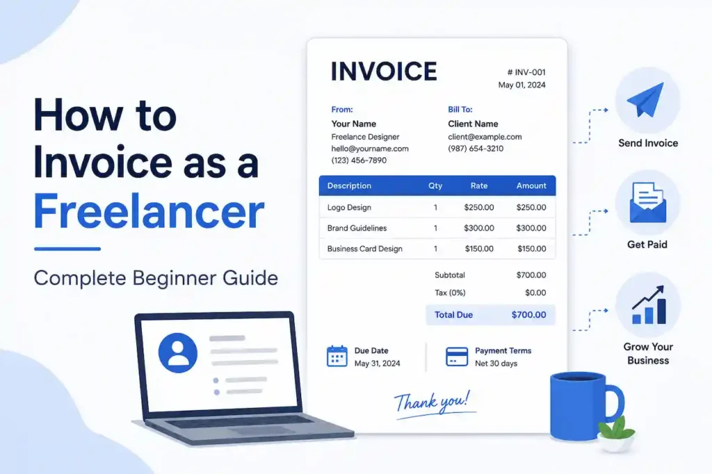 Freelancer invoice example with client details and payment information