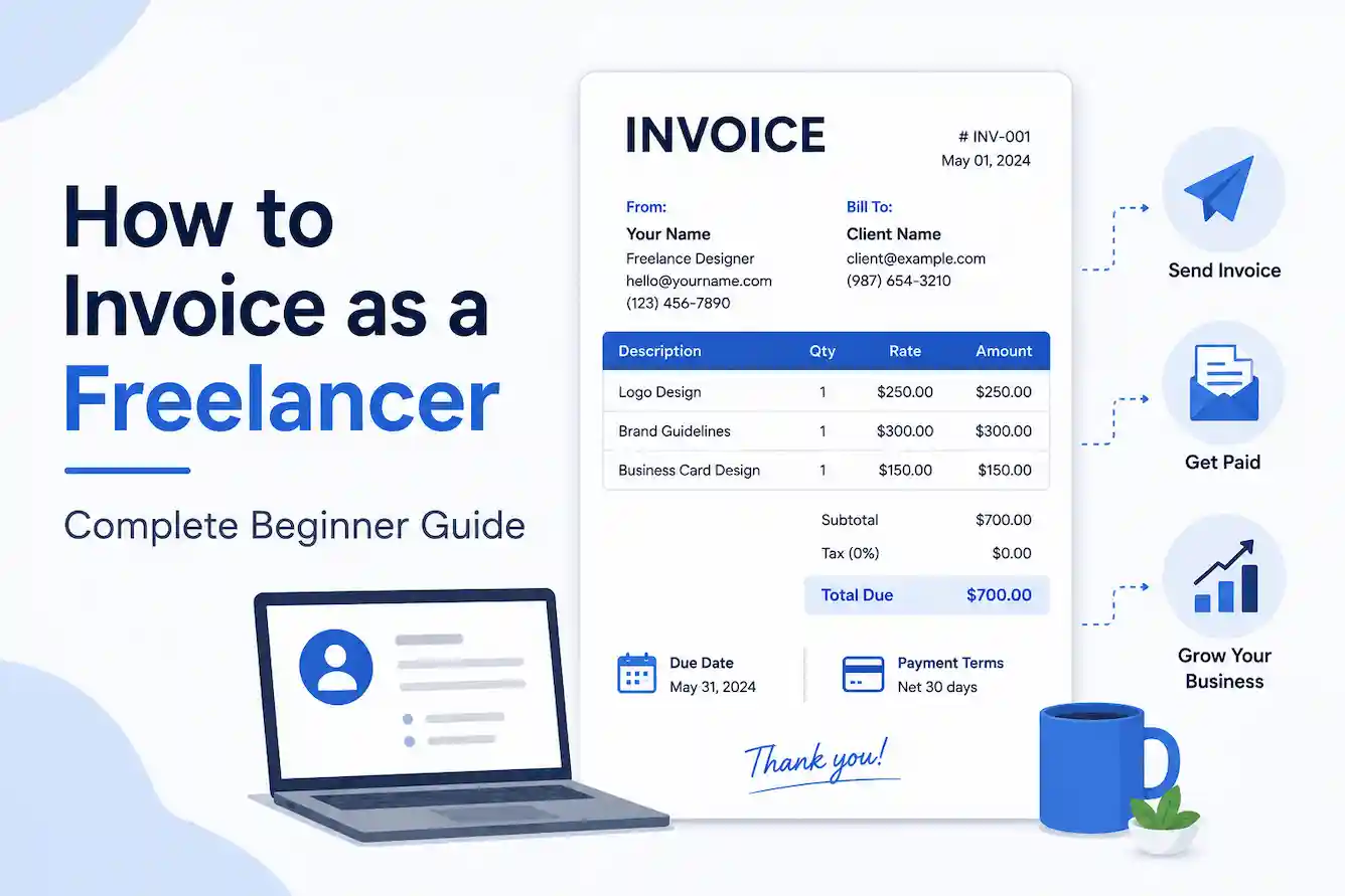 Freelancer invoice example with client details and payment information
